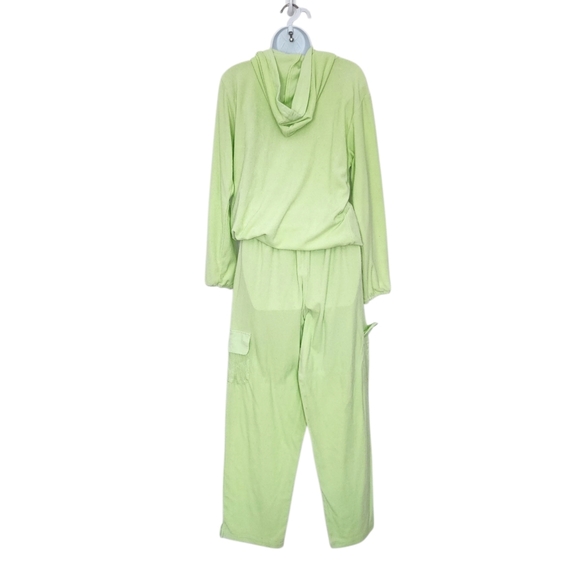 STAN HERMAN Hooded Velour Lounge Set Size Medium 1/2 Zip Jacket Pants Set - Picture 1 of 6